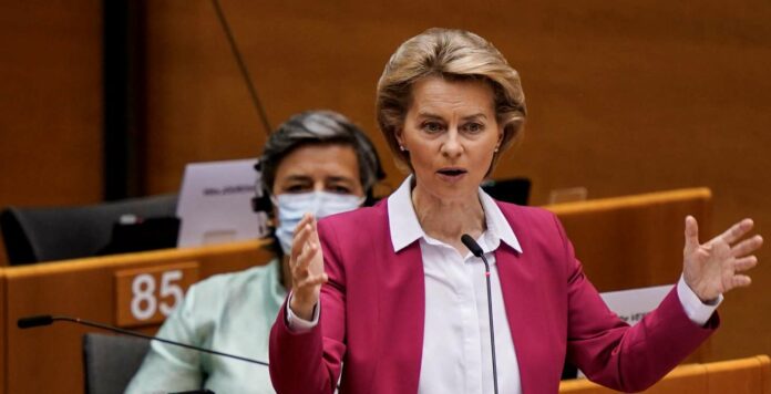 Warb gestern für die Ausschüttung nicht-rückzahlungspflichtiger Zuschüsse an Mitgliedsstaaten in Höhe von 500 Milliarden Euro: EU-Kommissionspräsidentin Ursula von der Leyen.