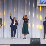 Über „Caesaren der Jury" freuten sich (von links) Florian Schwarz, Felix Sturmberger (Video „Simone“), Angelika Sery-Froschauer (Sery Brand Communication), Marlene Siegl (Stadtgemeinde Leonding), Günther Reder, Markus Witzany (beide Moremedia).