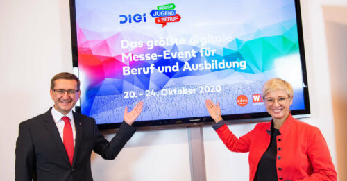 Wirtschaftslandesrat Markus Achleitner und Wirtschaftskammer-Präsidentin Doris Hummer freuen sich, dass die Messe Jugend und Beruf heuer im digitalen Format abgehalten werden kann.