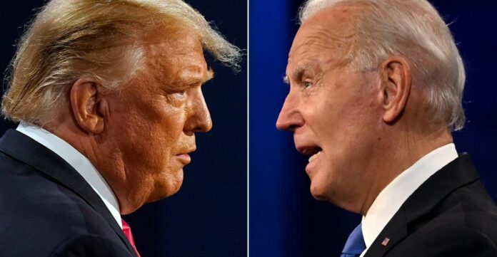 Der zum Sieger der Präsidentenwahlen in den USA erklärte Joseph Biden (rechts unten) hat noch einen langen Weg ins Kapitol vor sich. Amtsinhaber Donald Trump (links) klammert sich mit allem, was er hat, ans Weiße Haus.