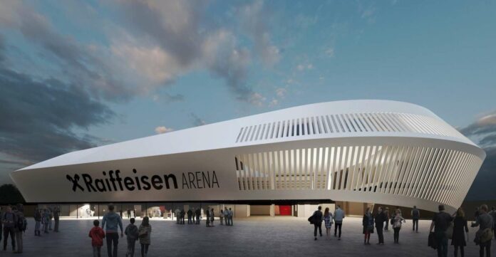 So wird die neue Arena des LASK auf der Gugl 2022 aussehen.