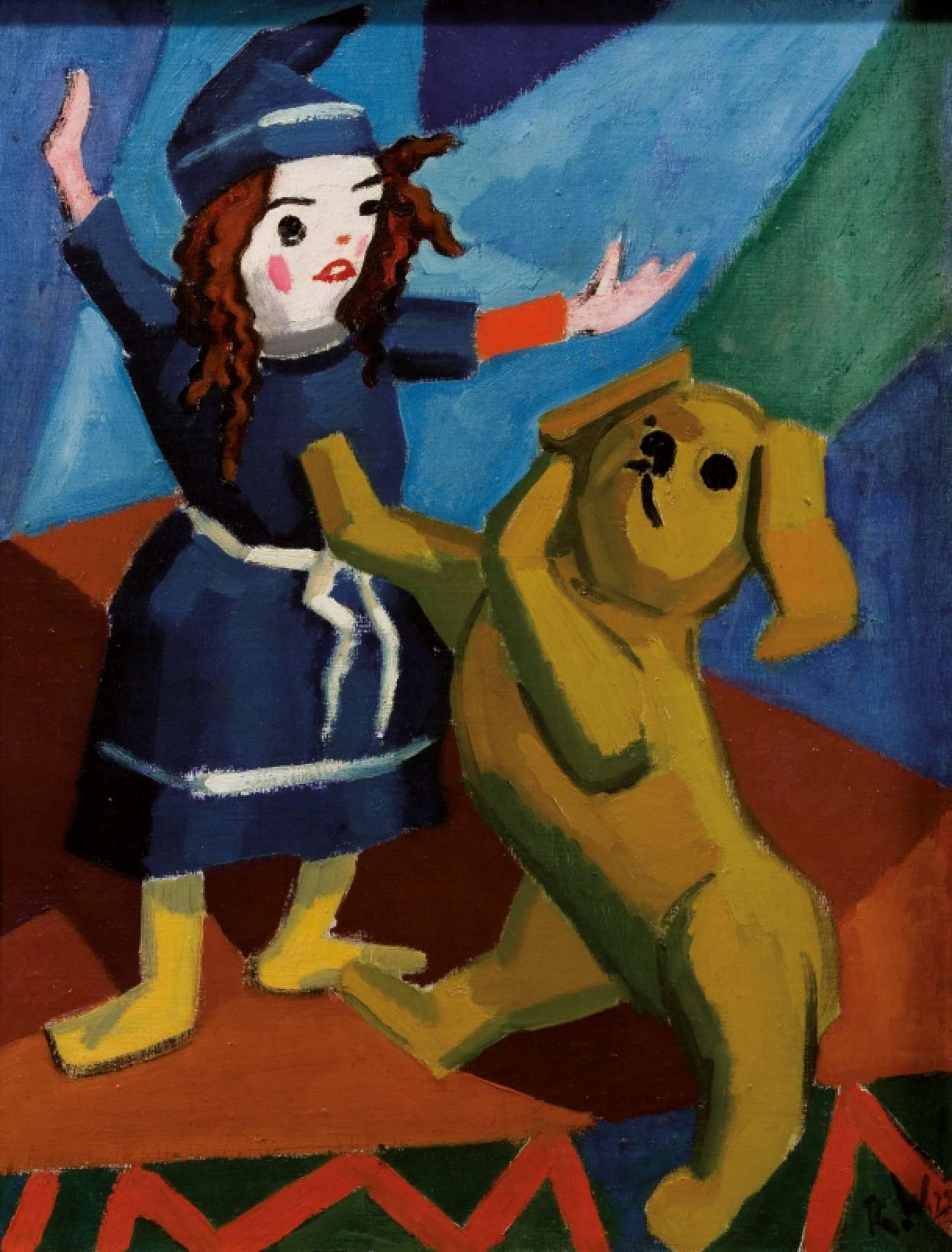 Rudolf Wacker, Stillleben mit Puppe und Hund, um 1923