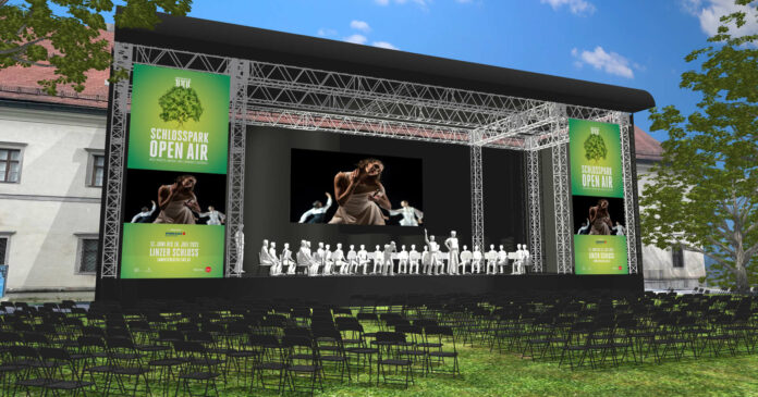 Virtuelle Darstellung der Bühne im Park des Linzer Schlosses