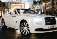 Dubai / UAE - October 10 2019: Rolls-Royce Dawn. Cabrio mode
