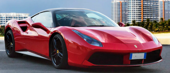 Lüks model spor kırmızı süper araba Ferrari güzel tasarımı