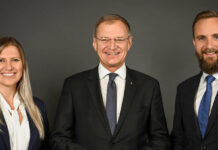 V. l.: ÖVP-Stadtparteiobfrau Alexandra Platzer, LH Thomas Stelzer und ÖVP-Stadtrat Martin Oberndorfer.