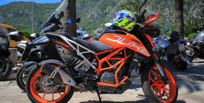 Kotor, Montenegro - 15 july, 2021: Motorcycle KTM Duke 390