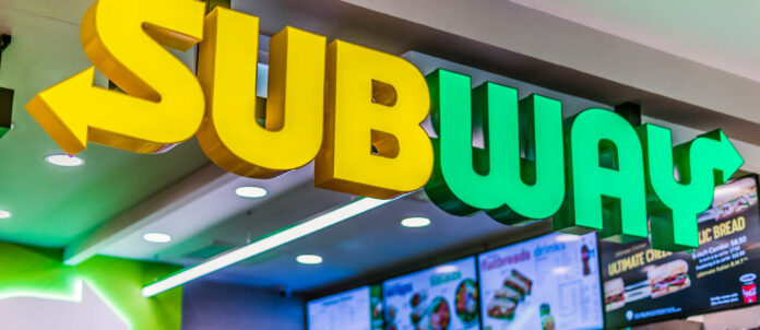 Front entrance to Subway restaurant in Singapore shopping ma