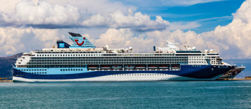 Corfu, GREECE, August 2022. Big cruise ship Marella Explorer