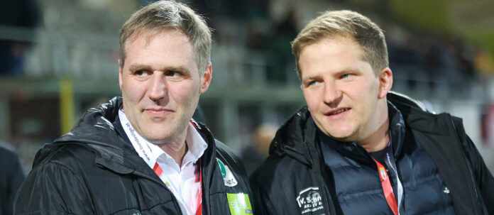 Rainer Wöllinger (l./GF Wirtschaft) und Wolfgang Fiala (Sportvorstand) tragen die operative Hauptverantwortung auf dem Weg der SV Ried zurück in die Bundesliga.