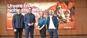 V.l.: Michael Nagy (Studio Sonntag), Energie AG-CEO Leonhard Schitter, Karin Strobl und Benedikt Nußbaumer (Studio Sonntag).