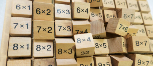 Educational wooden multiplication table