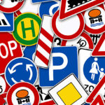 background of many road signs