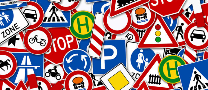 background of many road signs