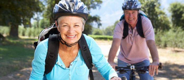 Senior couple on country bike ride