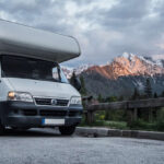 Camper parked in a scenic location