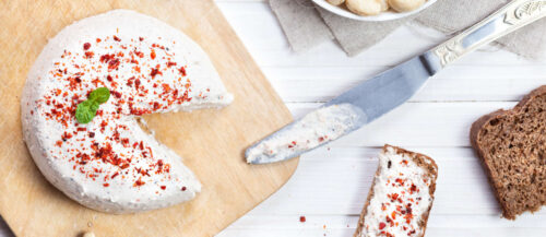 Vegan cashew cheese on the bread