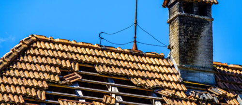 old chimney at a roof