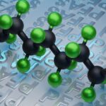 PFAS - Per- and poly-fluoroalkyl substances - 3D molecule co