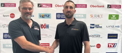 Steelvolleys-Manager Andreas Andretsch (links) mit Neo-Trainer Jakub Brecka